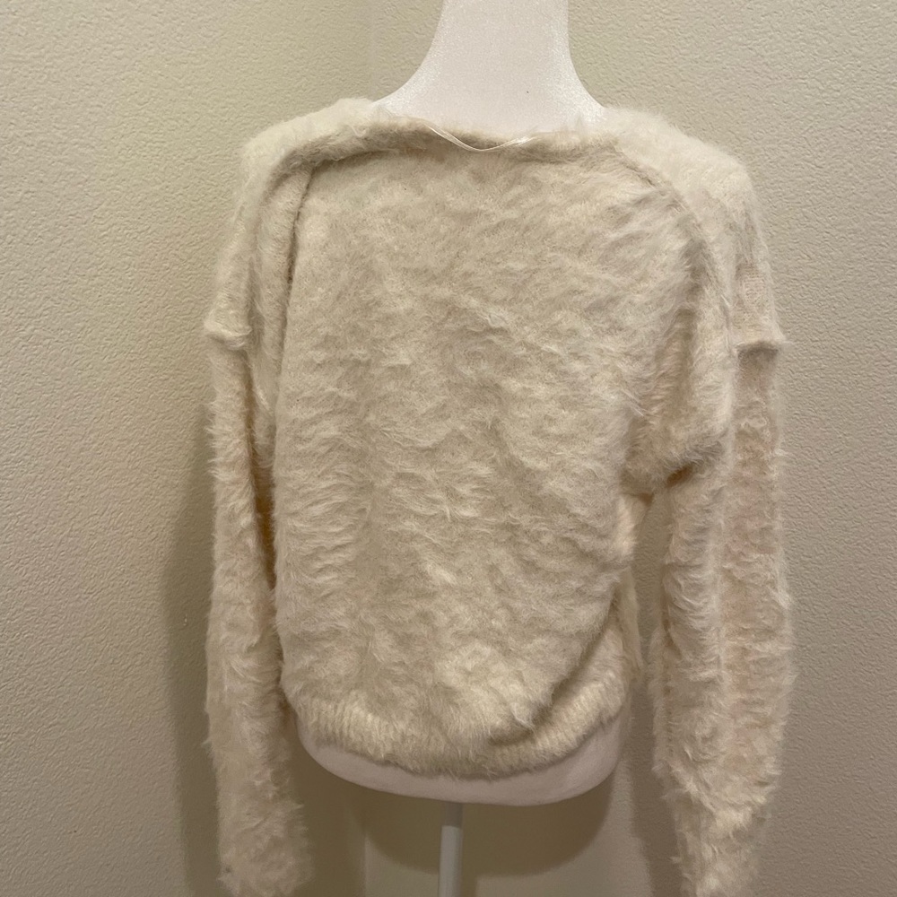 NWT Womens Free People Serendipity Faux Fur Sweater Size Small White Cream Color - Picture 15 of 15